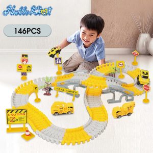 HelloKimi Electricity Track Car Toys Engineering Railcar Children Educational Assembly Slot Pathway Car Toys