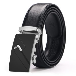 High Quality Men's Top Cowhide Genuine Leather Ratchet Dress Automatic Buckle Belt Luxury Belts Business Belts For Men