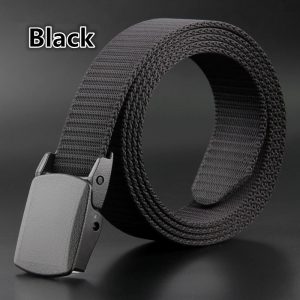 Men Military Army Style Canvas Stylist Buckle Belt Belts for Men Tali Pinggang Lelaki Plastic Buckle(Black) - intl