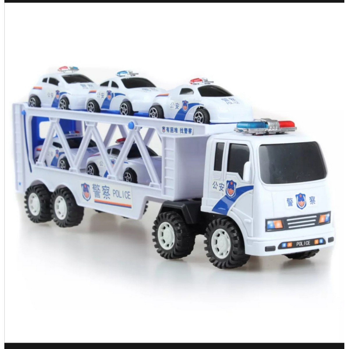 Double Decked Transport Truck Trailer Toy with Cars For Kids