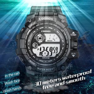 High Quality Sports Kids Boys Watches Waterproof Led Cool Luminous Digital Watch Men's Alarm Stop Watch Week Display Clocks New