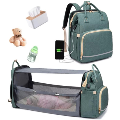 New Fashion 2in1 Multifunctional Travel Mommy Backpack Portable Crib Nappy Bag Large Capacity Diaper Bags Baby Bed Crib Bag