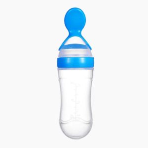 Pack of 1 Baby Silicone Squeeze Spoon Feeder with Fruit Pacifier and Knee Pads