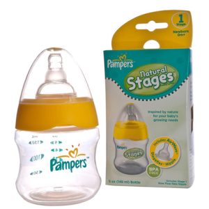 Pampers Natural Stages Feeding Bottle 148ml5oz with Air wave Venting Technology Feeder