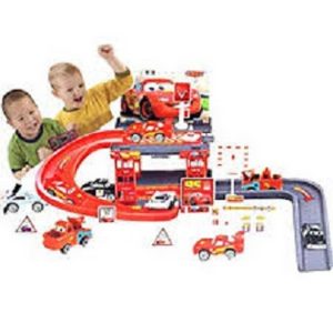 Lightning McQueen Racing Track Parking Garage and Cars Toy for Kids, 29 Pieces