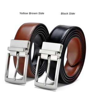FAJARINA Good Quality Revolving Alloy Pin Buckle Metal-Belts-Men-Double-Side-Used-Belt Turning Buckle