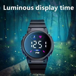 Fashion Outdoor Sports Watches Men Running Big Dial Led Digital Wristwatches Chronograph PU Strap Luminous Watch Clocks