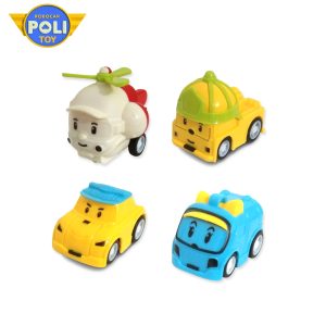 4 Pcs - Robocop Poli Rescue Team Pull-Back Mini Vehicle Toy Set