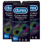 Durex Condoms Extended Pleasure Longer Lasting Timing Extra Time Condoms 12s - Pack of 2 Total 24 Condoms