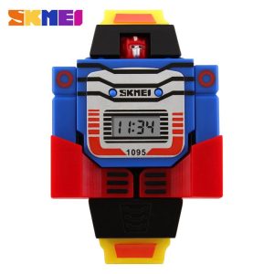 SKMEI LED Digital Children Cartoon Sports Relogio Robot Transformation Toys Boys Watches For Kids 1095