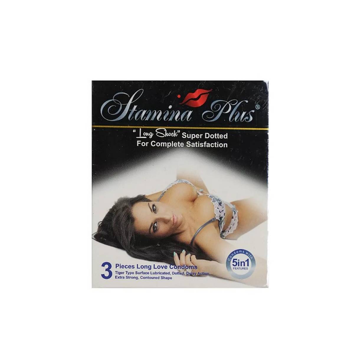 Stamina Plus Supper Dotted 5 in 1 Featured Condom - 3 Pieces (Imported)