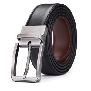 Men leather belt 2 in 1 Double Sided Black and Brown Leather Belt for Men