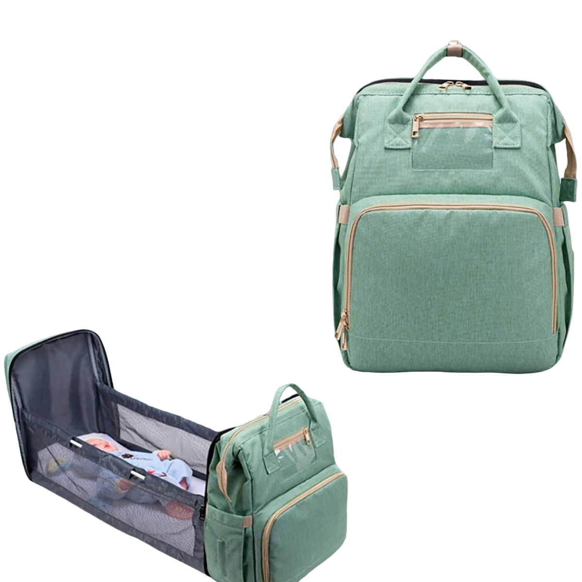 New Fashion 2in1 Multifunctional Travel Mommy Backpack Portable Crib Nappy Bag Large Capacity Diaper Bags Baby Bed Crib Bag - Image 3