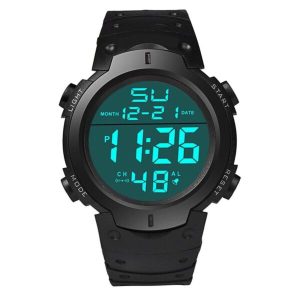 Bindas Collection 100% Waterproof Digital Alarm Watch for Men with Night Mode Light - Black