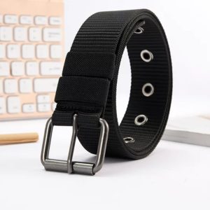 Men Breathable Imported Nylon Web Canvas Fabric Belt With Metal Pin Buckl