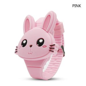 Creative Cartoon Rabbit Electronic Watch With Silicon Belt For Children