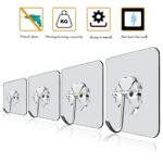 Pack of 4 Hooks Transparent Strong Self Adhesive Door Wall Hangers Hooks Heavy Load Rack Cup holder for Kitchen Bathroom