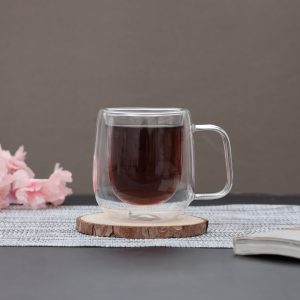 Classic Oval Shape Double Wall Glass Coffee Mug - 1 pc