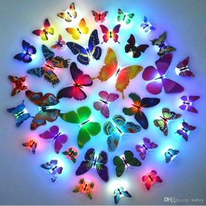 Pack of 2 Color Changing Glow In The Dark Led Butterflies Night Light Led For Kids Room