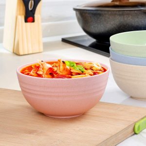 Pack of 02, Unbreakable Cereal Bowls Set,Wheat Straw Bowls, Reusable Cereal Soup