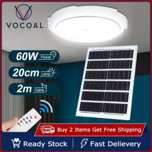 Vocoal 100W 60W Solar Ceiling Light Pendant Light IP65 Waterproof Outdoor Lamp Indoor Solar