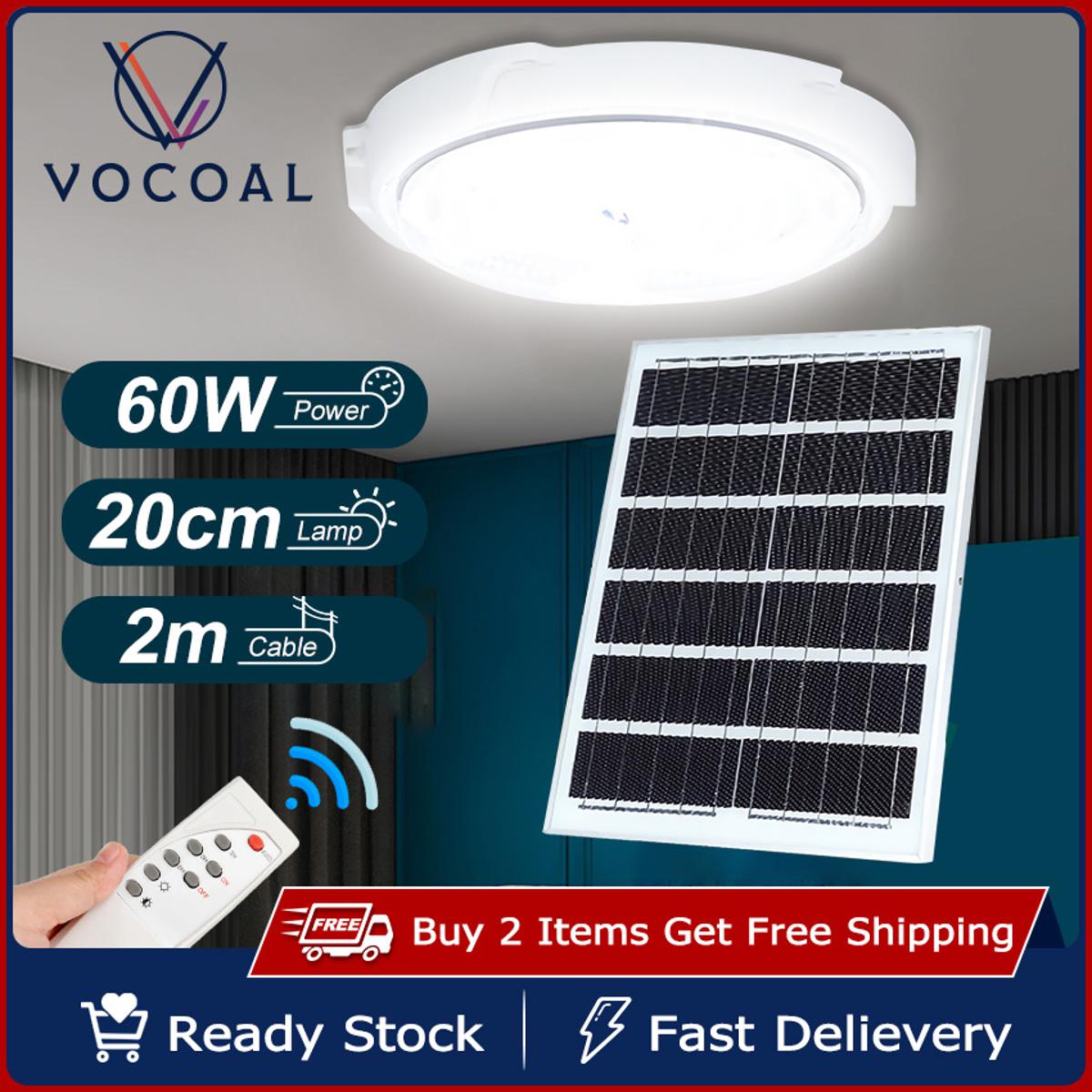 Vocoal 100W 60W Solar Ceiling Light Pendant Light IP65 Waterproof Outdoor Lamp Indoor Solar