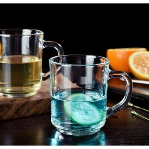 Classic Coffee Mugs Clear Glass Set of 6,Warm Beverage Cups,Party Juice Cups,Table Mugs for Latte,Cappuccino,Tea