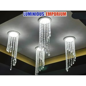 Modern LED Ceiling Light with Crystal K-9 Pendant Luxuru for 5-Inch Ceiling Hole