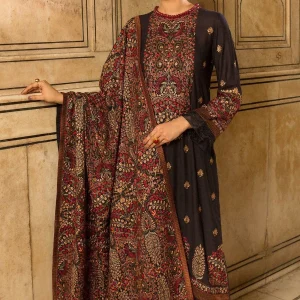 Bareeze-3PC Dhanak Heavy Embroidered Front With Heavy Embroidered Dhanak Shawl