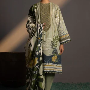 Sapphire- 3PC Lawn Embroidered Printed Shirt with Printed Chiffon Dupatta