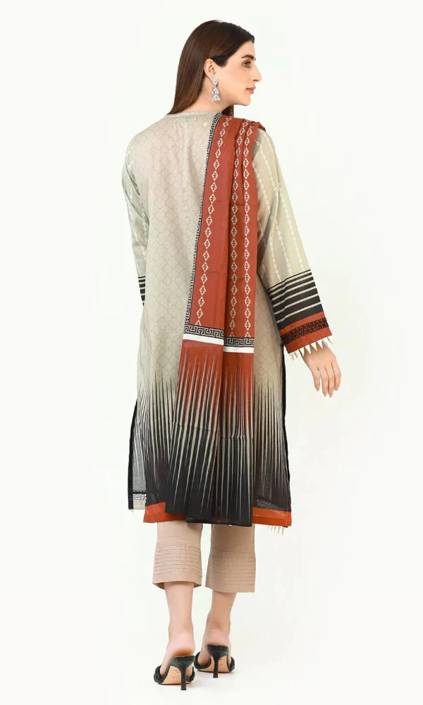 Crimson- 3PC Lawn Embroidered Shirt with Embroidered Dupatta - Image 2