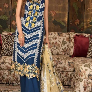 Crimson- 3PC Lawn Embroidered Shirt with Embroidered Dupatta