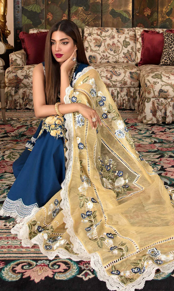 Crimson- 3PC Lawn Embroidered Shirt with Embroidered Dupatta - Image 2