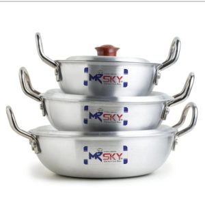 King Chef BABY KARAHIWOK METALFINISH 3PCS WITH LIDS IN ONE BOX
