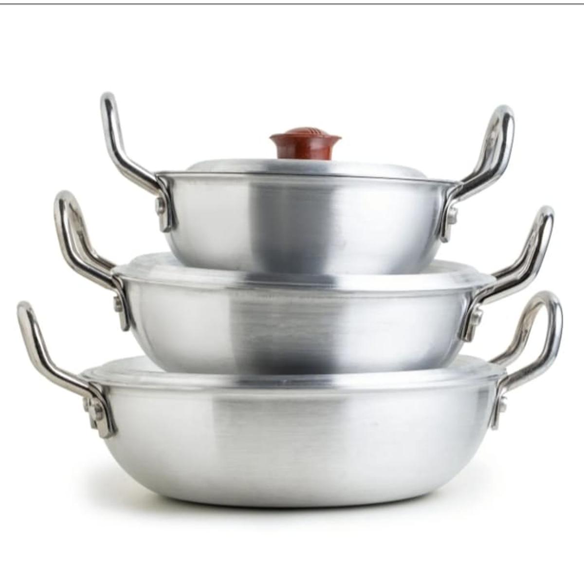 king Cook Baby Wok karahi Set Pack Of 3 Pcs Cookware Set With lids or noobs Trending Products
