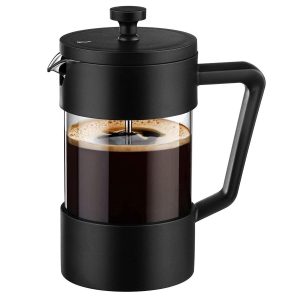 French Press Coffee & Tea Maker 12Oz, Thickened Borosilicate Glass Coffee Press Rust-Free and Dishwasher Safe,Black ， french press