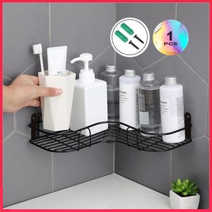 Bathroom Shelf Shampoo Storage Rack Bath Hanging Basket Iron Cosmetic Holder Punch