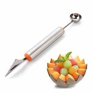 Double Stainless Steel Melon Fruit Spoon Kitchen Cut Watermelon Dig Ball Ice Cream Scoop Carving Knife Fruit Cutter