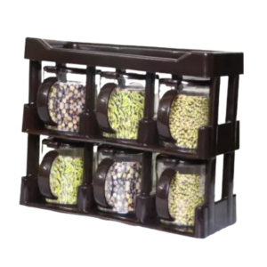 Kitchen Spice Jars Organizer Rack - Masala Box Set 8 Pieces With Spoons - Victoria