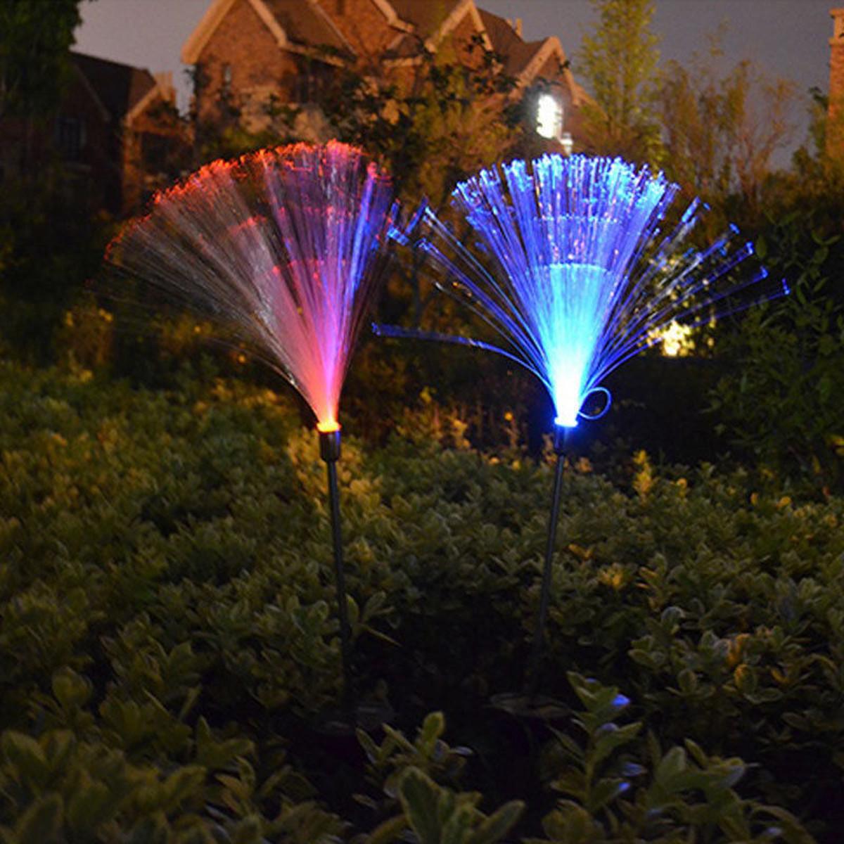 Decoration 2Pcs Solar Power Color Change Path Light LED Garden Lawn Spot Lamp Outdoor