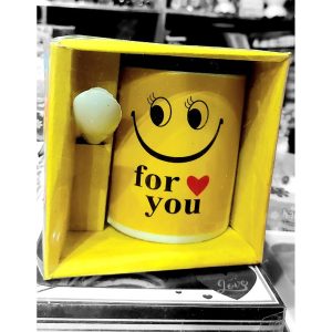 Smily Cup with Spoon for your love ones or treat yourself. 300Ml