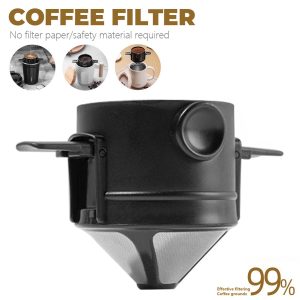 Portable Stainless Steel Coffee Filter Foldable Drip Coffee Tea Holder Reusable Paperless Coffee Strainer Double Coffee Dripper Kitchen