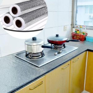 Kitchen Backsplash Sticker,Aluminum Foil Orange Peel Texture Wall Paper, Waterproof Removable High Temperature Resistant DIY Wall