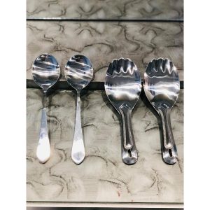 Spoons  Rice & Curry Spoons  Set of 4 Dish & Donga Serving Spoons (2 Rice Spoon + 2 Salan  Curry Spoons)