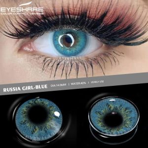 v1 Pair Soft Color Lenses 1-tone Eye Makeup- ,Sea Green With Case & Solution