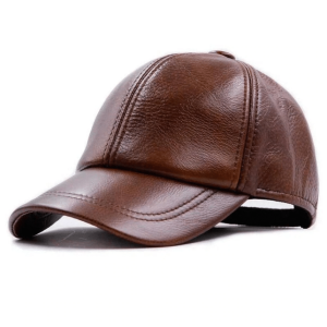 100% Pure Brown Sheep Leather Cap