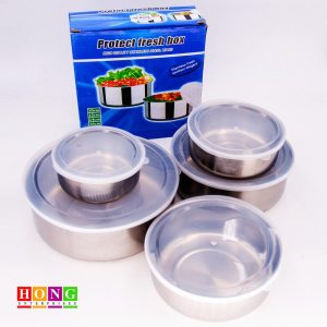 Bowl 5 piece round Steel Mixing or Food Bowl Set with Lid