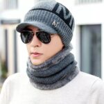 Stylish Fleece Cap and Scarf Set for Men