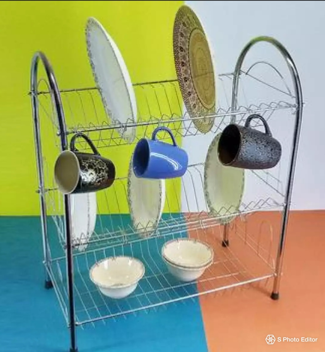 Stainless steel dish rack crockery stand 4 rows