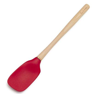 Silicone Non Stick Heat Resistant Spatula With Wood Handle For Microwave Freezer Oven Dishwasher Pastry Brush - Red